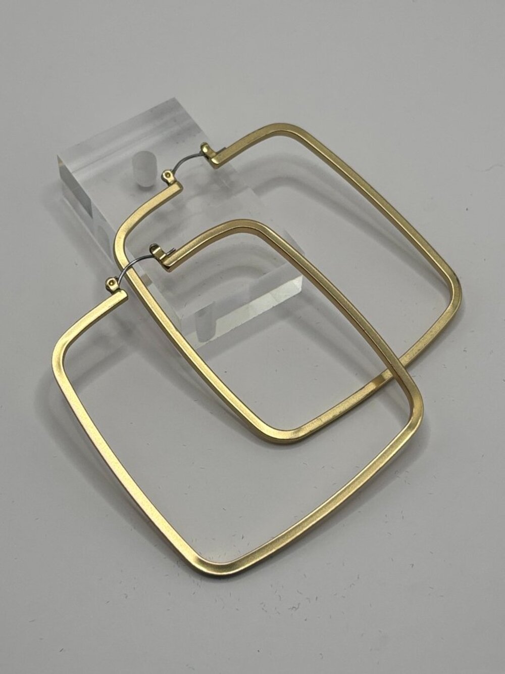 Anthropologie Large Rectangle Minimalist Hoops Earrings Geometric Modern NWT!